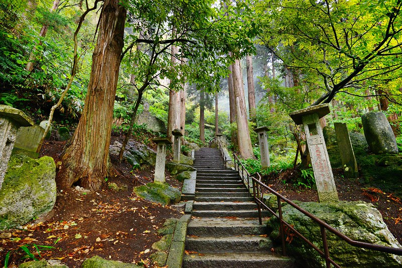 Walking trail to Yamadera Mountain Temple