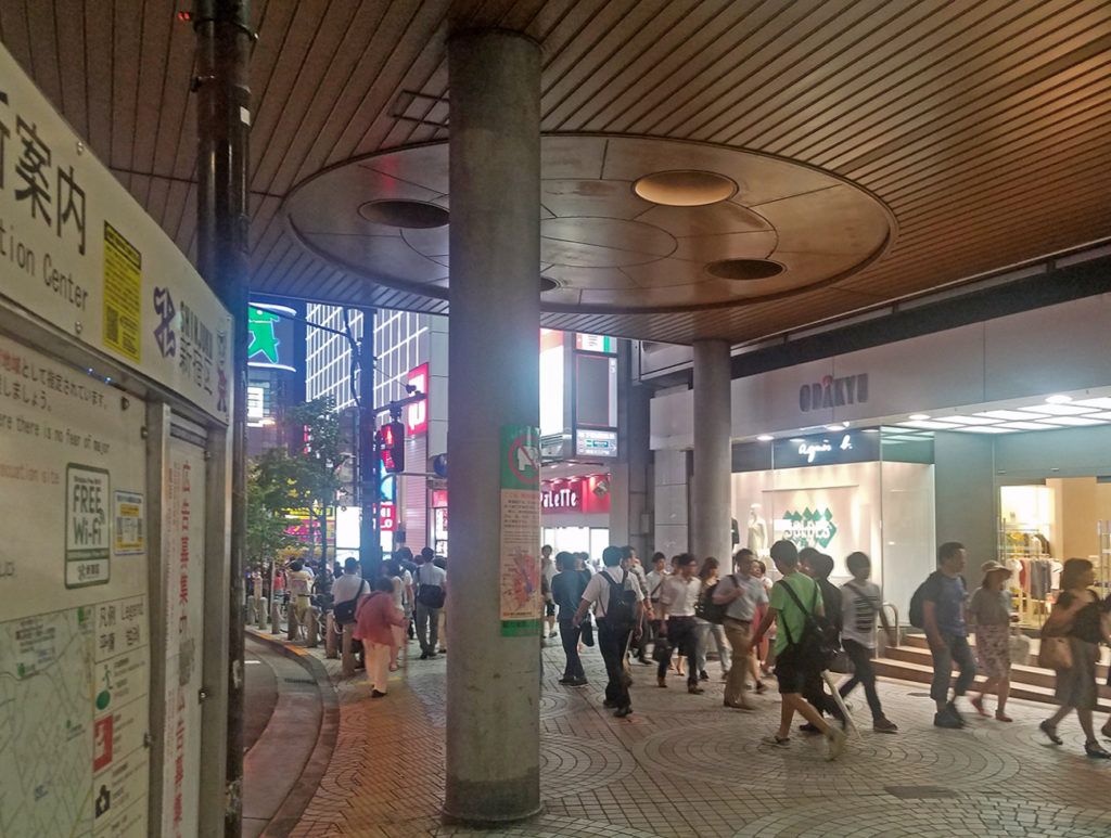 The bustling crowd near Shinjuku Station.