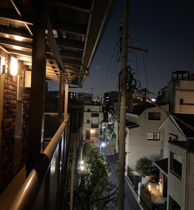 A night time view of town from the top of the Ikebukuro Dorm