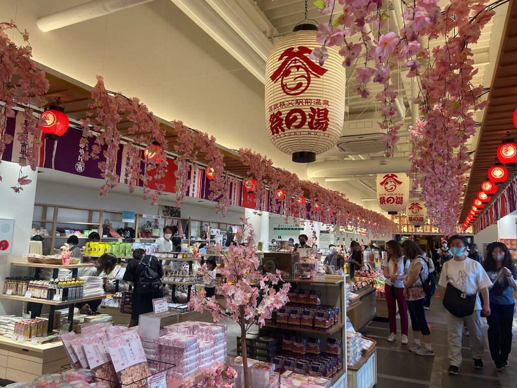 Chichibu’s train station shop decorated for the Spring season