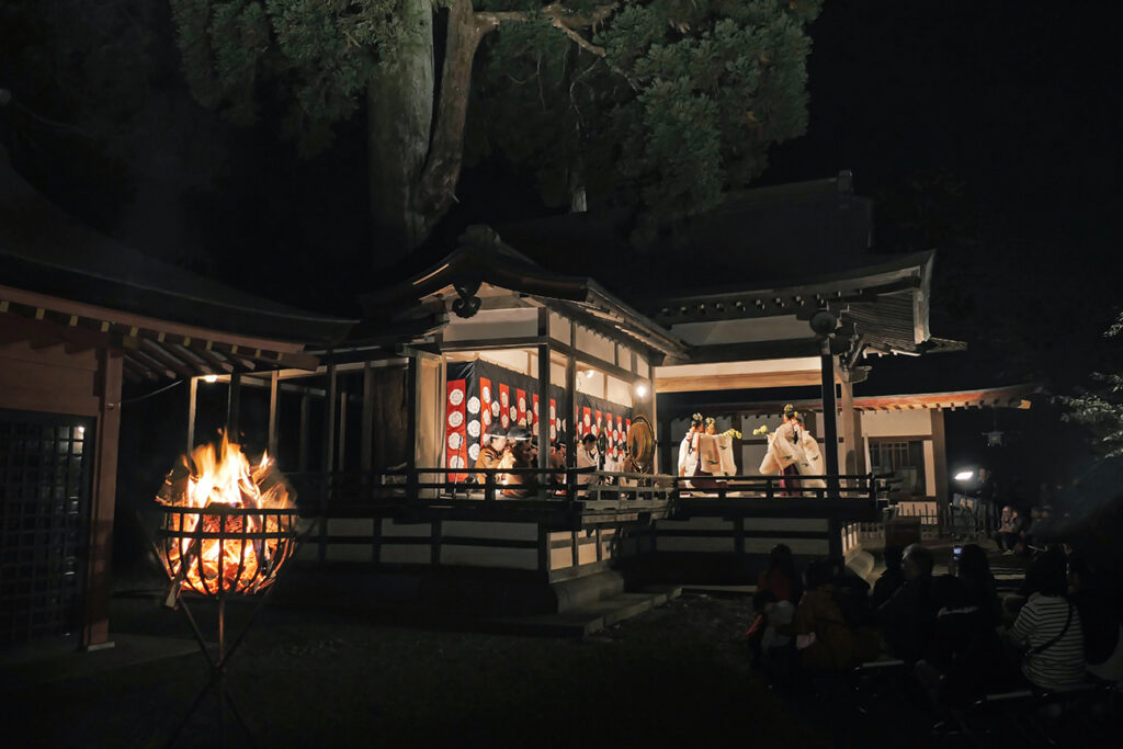 Bonfire and noh stage